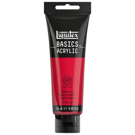 Peinture Liquitex Basics Rouge Primaire 415 - 118 ml - Rouge vif et lumineux