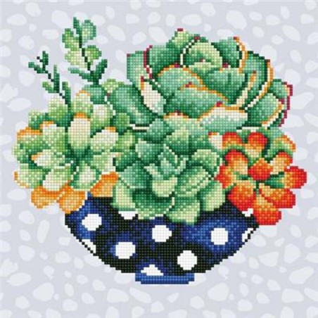 Broderie Diamant Pot de Succulentes – Diamond Art | Nature & Éclat
