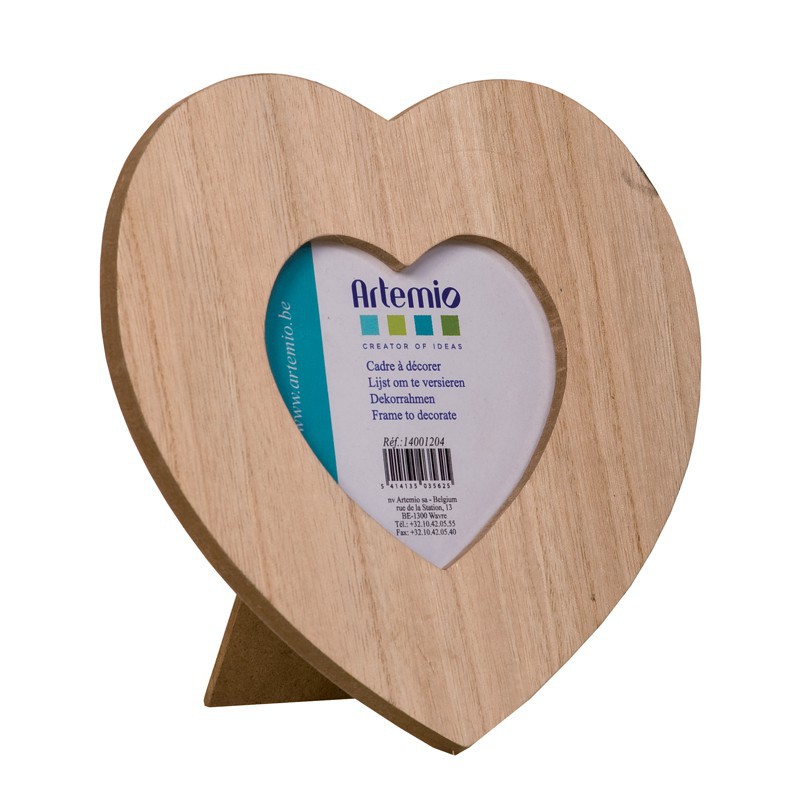Cadre photo cœur en bois 17.5x17.5cm Artémio - Ajoutez une touche d'élégance à votre décoration intérieure
