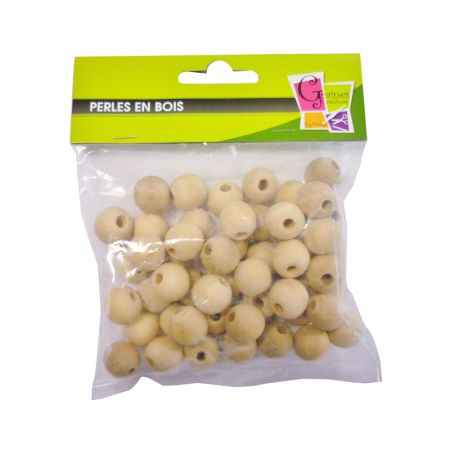 50 Perles Bois Ø20mm trou Ø4mm Graine créative