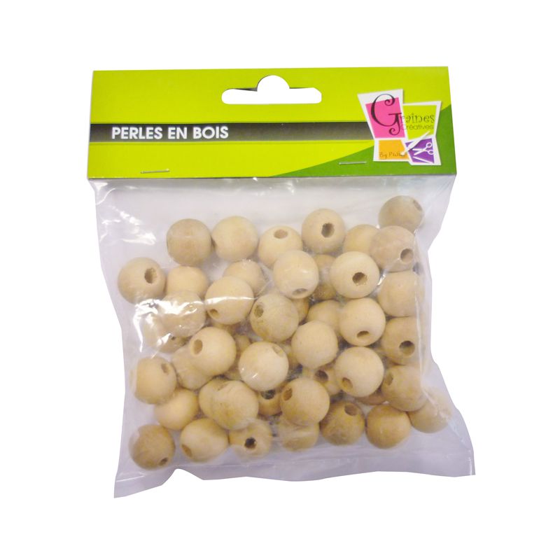 50 Perles Bois Ø20mm trou Ø4mm Graine créative