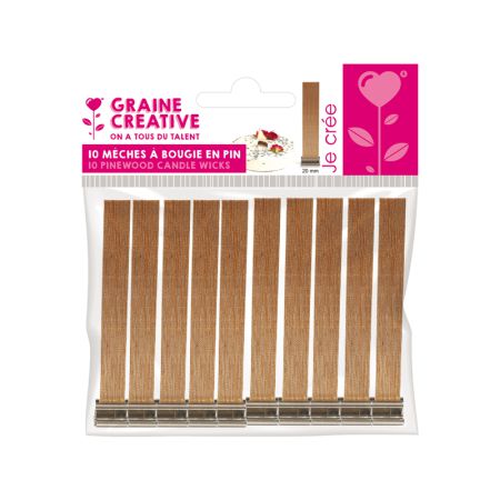 10 Mèches à Bougies en Pin 20x130mm - Graine Créative