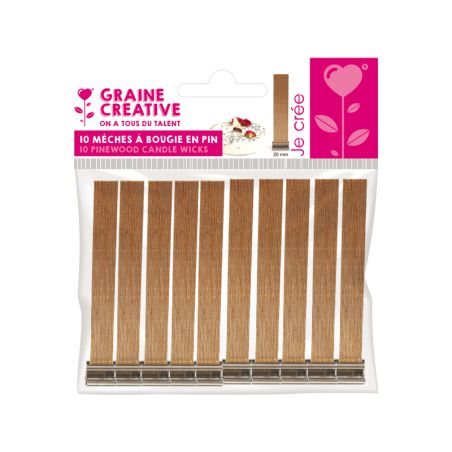 10 Mèches à Bougies en Pin 20x130mm - Graine Créative