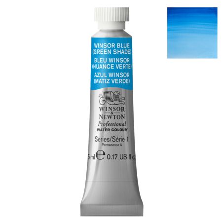 Aquarelle extra-fine W&N tube 5ml - Bleu Winsor Nuance Verte 707
