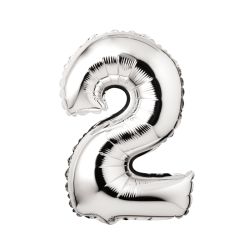 Ballon Chiffre 2 Argent 41 cm en Aluminium – Graine Créative
