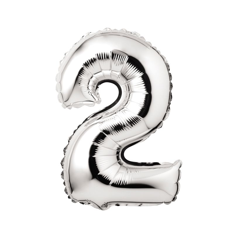 Ballon Chiffre 2 Argent 41 cm en Aluminium – Graine Créative