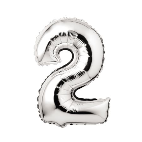Ballon Chiffre 2 Argent 41 cm en Aluminium – Graine Créative