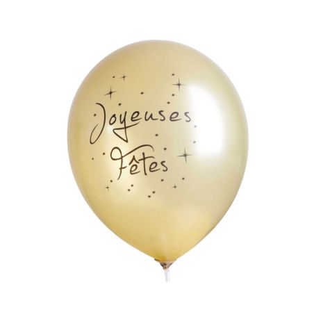 10 Ballons Or "Joyeuses Fêtes" – Graine Créative