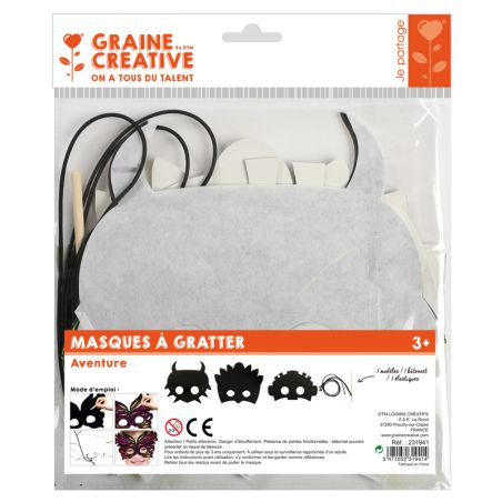 3 Masques à Gratter Aventure - Graine Créative