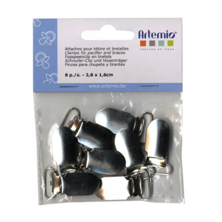 8 Attaches Tétines et Bretelles Artémio - Pinces métalliques pour créations DIY