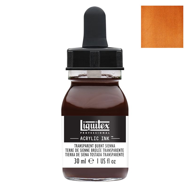 Encre acrylique Liquitex Ink Terre de Sienne brûlée transparente 30ml