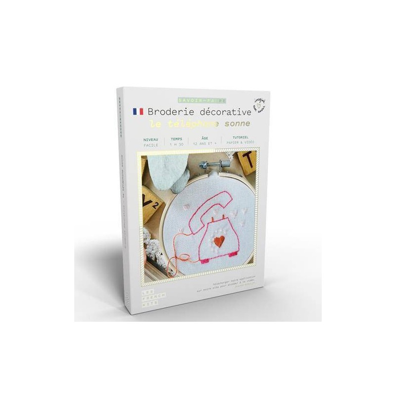 Kit Broderie "Le Téléphone Sonne" – Loisir créatif rétro inspiré des années 50 à 90