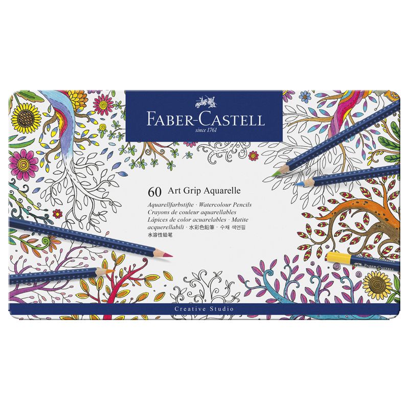 60 Crayons Art Grip Aquarelle Boite métal Faber-Castell
