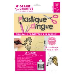 Plastique dingue Or et Argent2 feuilles Or 2 feuilles Argent 26.2x20.2cm Graine créative