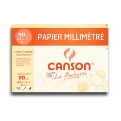 Pochette papier millimétrées A4 12 feuilles 90g Canson
