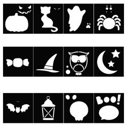 12 Pochoirs 9x9cm Halloween - Artémio