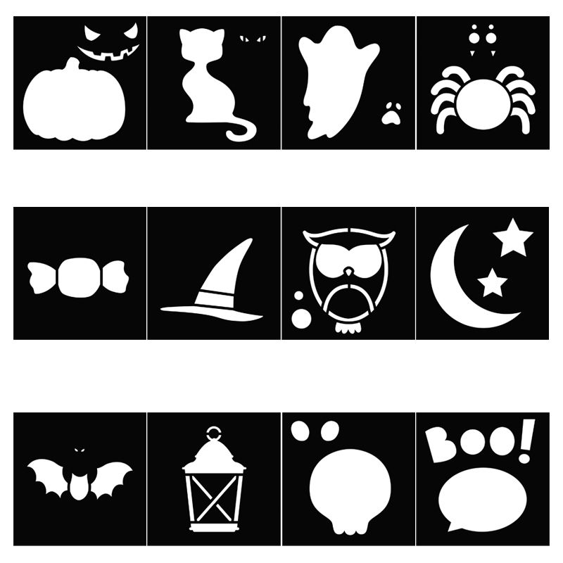 12 Pochoirs 9x9cm Halloween - Artémio