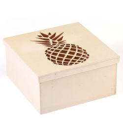 Boîte en bois à décorer - Ananas - 15 x 15 x 7,5 cm - Graine Créative