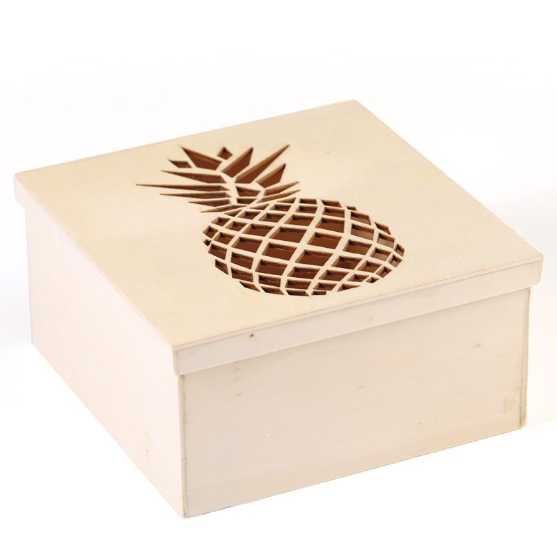 Boîte en bois à décorer - Ananas - 15 x 15 x 7,5 cm - Graine Créative