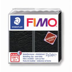 Pâte Fimo Effet Cuir Noir 909 57g