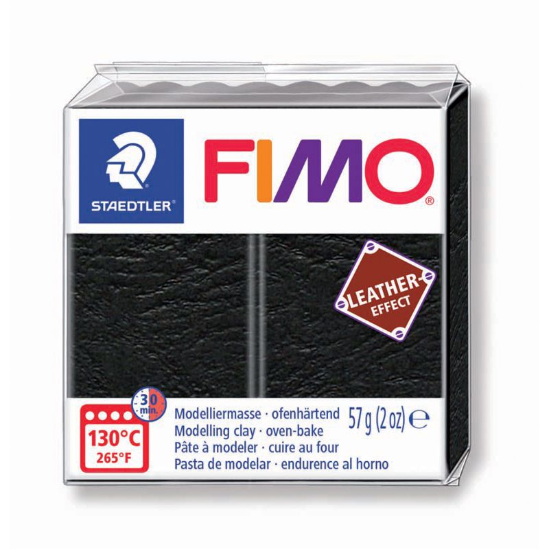 Pâte Fimo Effet Cuir Noir 909 57g