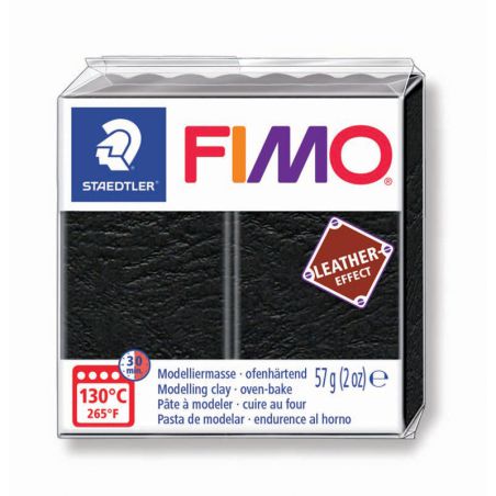 Pâte Fimo Effet Cuir Noir 909 57g