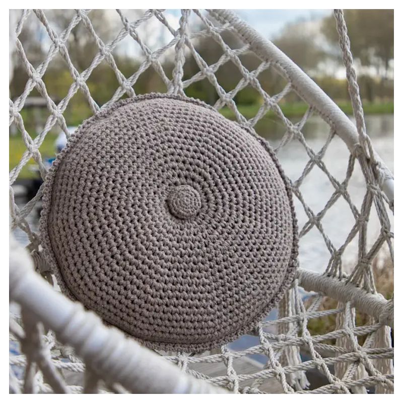 Kit au Crochet Coussin Rond Estoril Taupe
