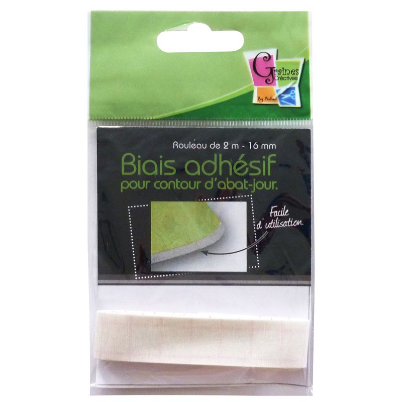 Biais Adhésif 16mmx2m Blanc Cassé Graine créative