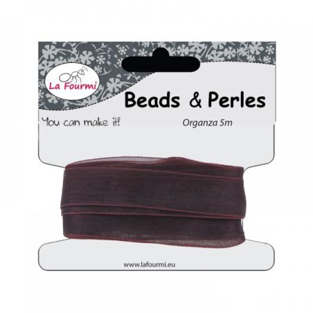 Ruban Organza 12mmx5m Brun - La Fourmi