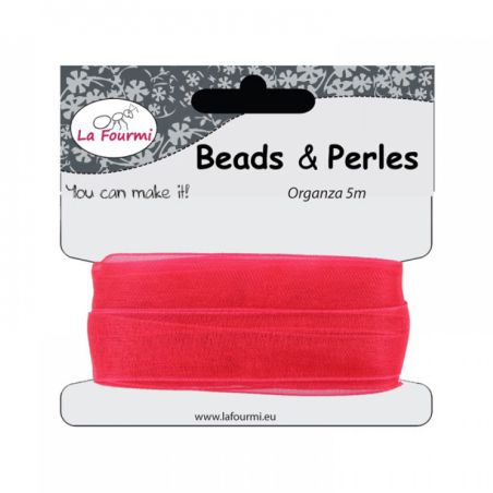 Ruban Organza 12mmx5m Rouge - La Fourmi