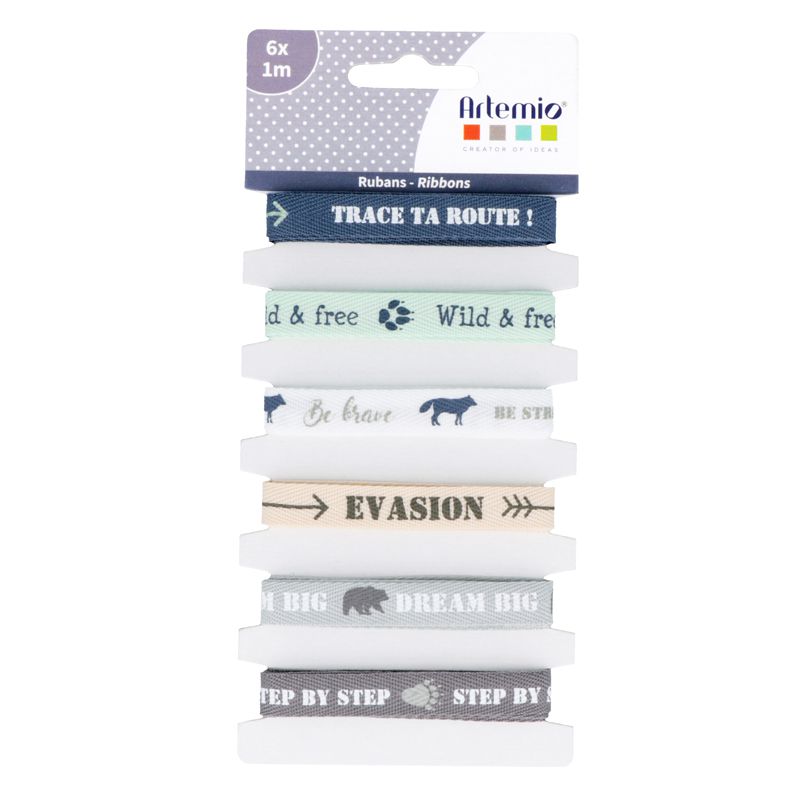 Rubans textes imprimés Woodland 6x1m Artémio