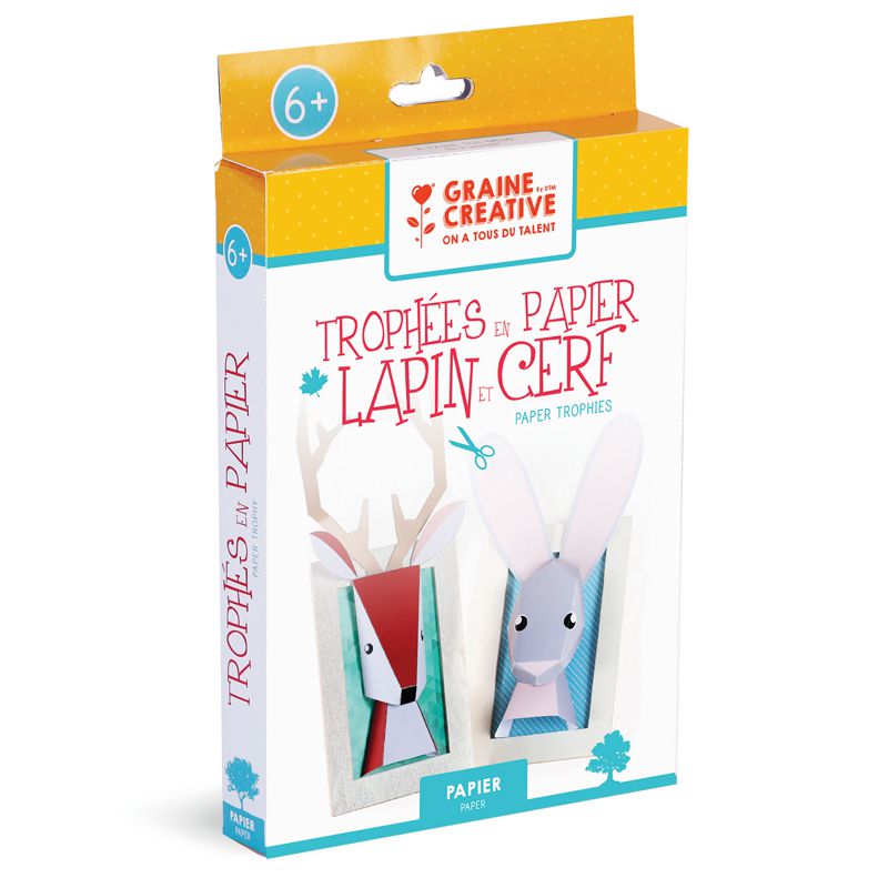 Kit DIY Trophée en papier Animaux - Graine Créative