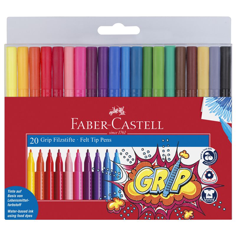 20 Feutres GRIP Colour pochette Faber Castell