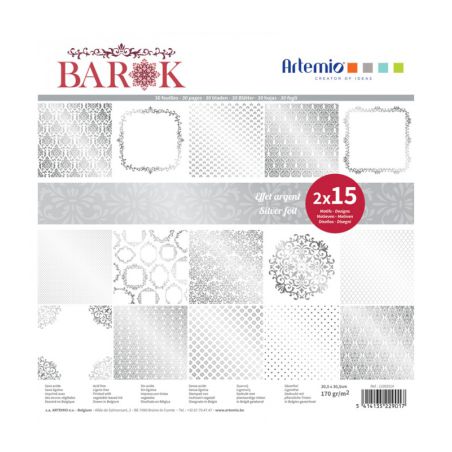 Bloc de papier scrapbooking Barok Argent 30p 30x30cm Artémio