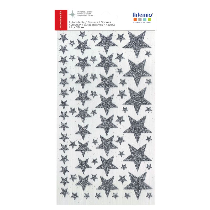 Stickers Étoiles argent Pailletées Artémio