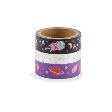 3 Tapes et Glitters Galaxie 2x5m 1x2m - Graine Créative