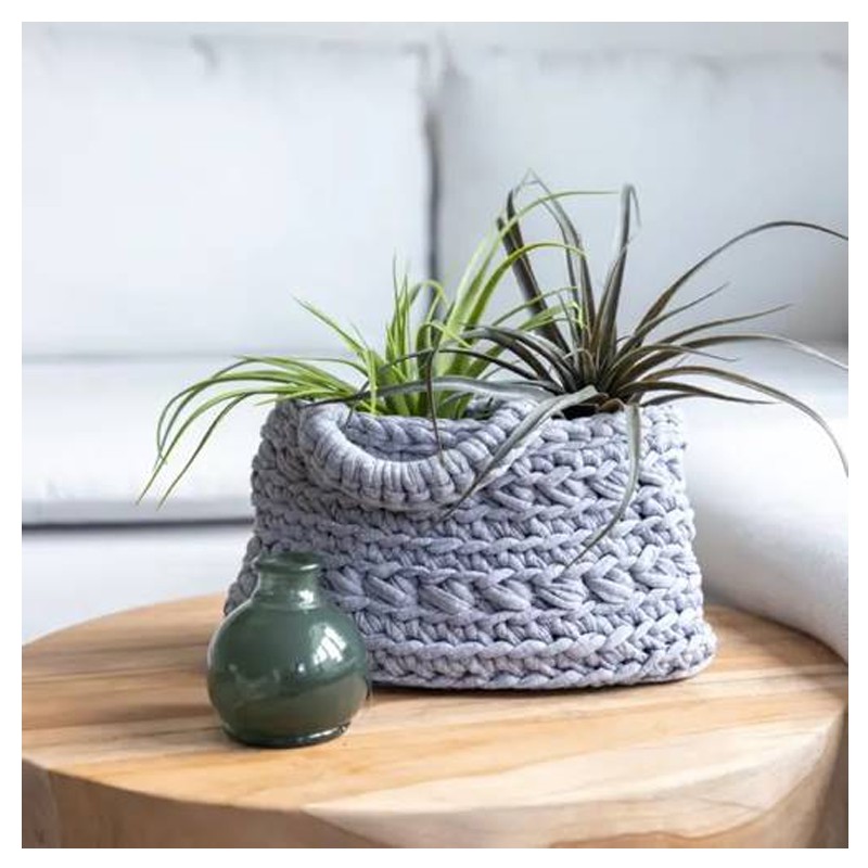 Kit Crochet Panier Revisto Grey – DIY Débutant Éco-responsable