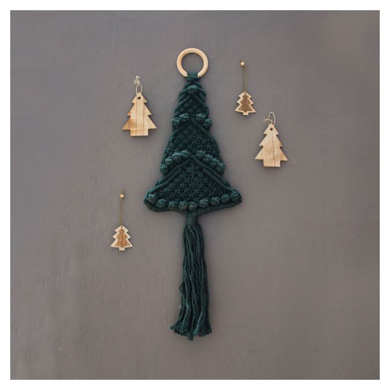 Kit Macramé Porte-Manteau Arbre de Noël Vert – DIY Festif