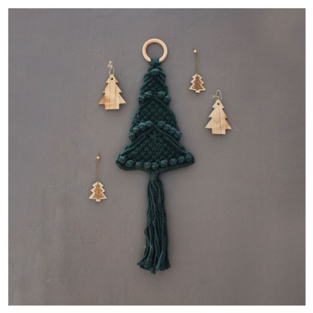 Kit Macramé Porte-Manteau Arbre de Noël Vert – DIY Festif