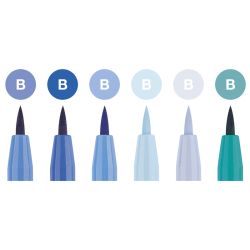 6 feutres Pitt Artist Pen Nuances bleu Pastel Faber-Castell