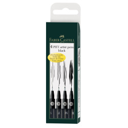 4 feutres Pitt Artist Pen Noir Faber-Castell