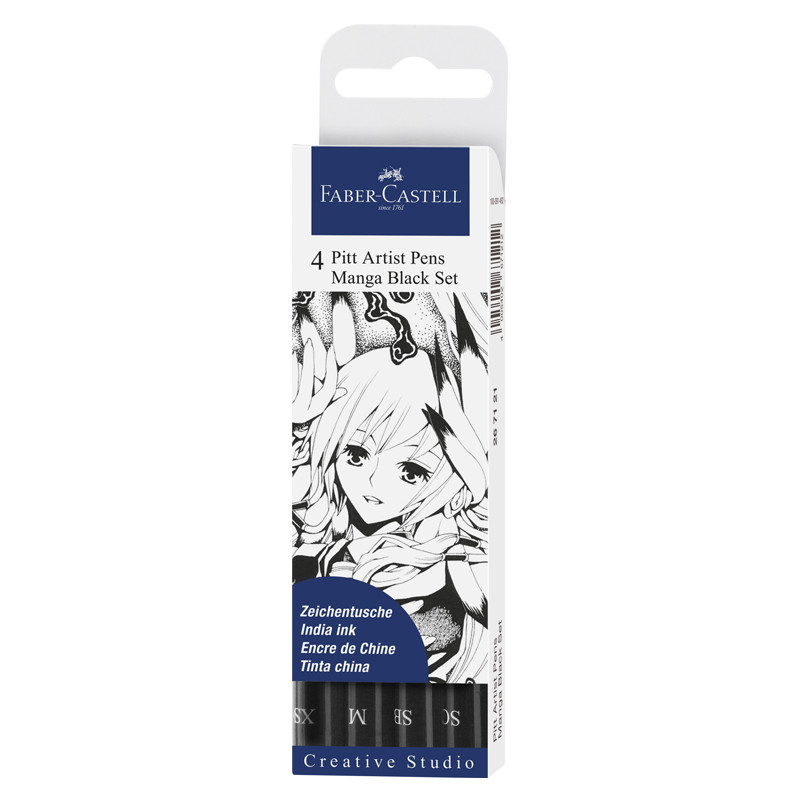 4 feutres Pitt Artist Pen Manga black Faber-Castell