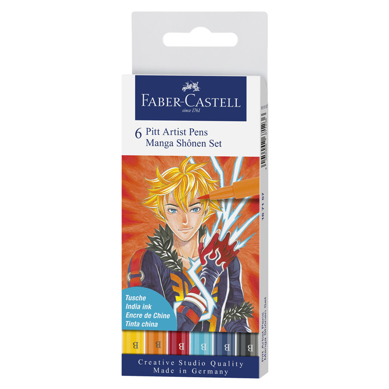 6 feutres Pitt Artist Pen Manga Shônen Faber-Castell