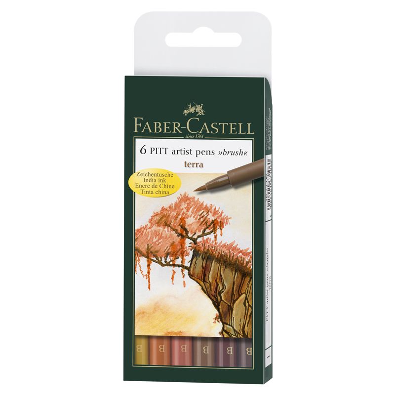 6 feutres Pitt Artist Pen Couleurs terre Faber-Castell