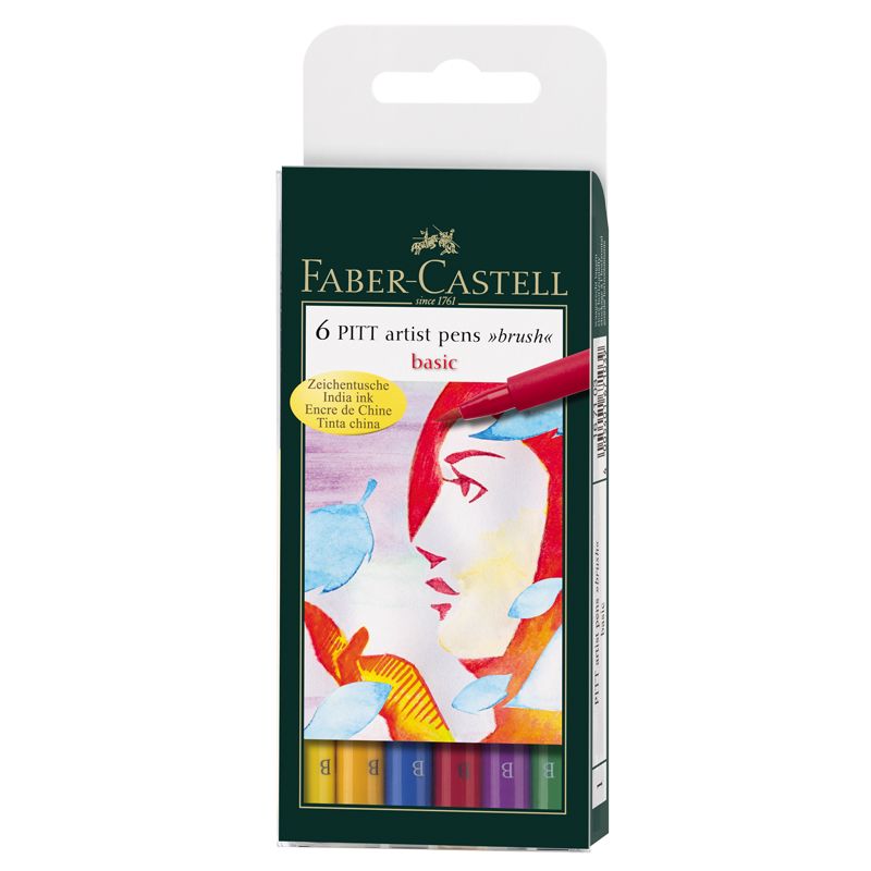 6 feutres Pitt Artist Pen Couleurs de Base Faber-Castell