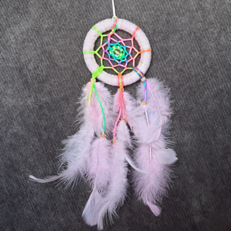 Attrape-rêves rose 7cm – Création artisanale Les Créas de Mallo