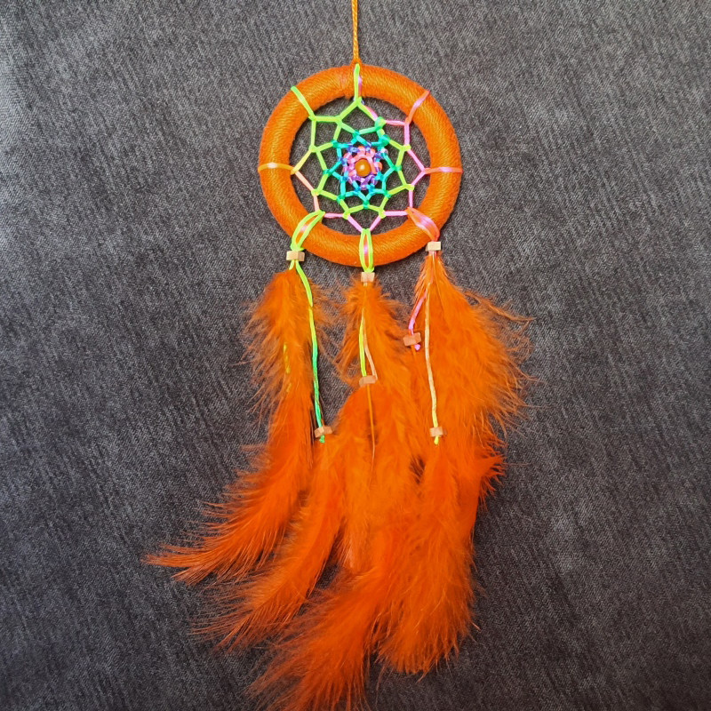 Attrape-rêves orange 7cm - Création artisanale Les Créas de Mallo