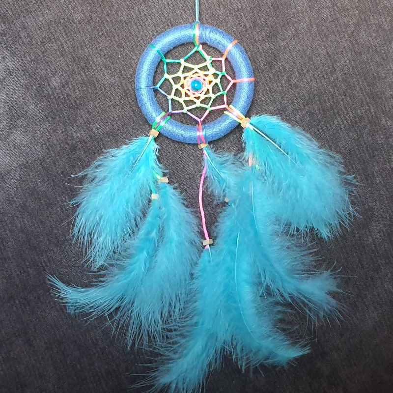 Attrape-rêves bleu 7cm – Création artisanale Les Créas de Mallo