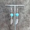 Boucles d'oreilles Turquoise et Plumes