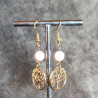 Boucles d'Oeilles Rhodocrosite et Arbre de Vie Doré
